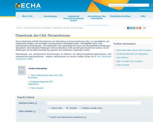 ECHA Einstufungs und Kennzeichnungsdatenbank nach CLP