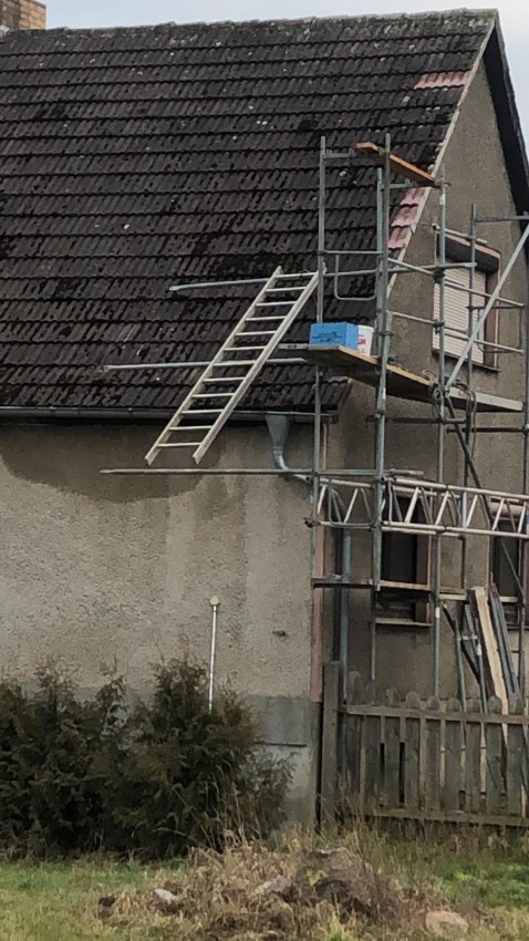 Einrüstung der Dachreparatur